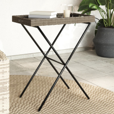 vidaXL szürke összecsukható polyrattan tálcaasztal 65 x 40 x 75 cm kerti bútor
