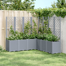 vidaXL Szürke polipropilén rácsos kerti ültetőláda 160 x 160 x 140 cm kerti tárolás