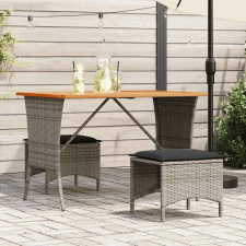 vidaXL szürke polyrattan akácfa lapos kerti asztal 105x75x72 cm kerti bútor