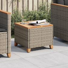 vidaXL szürke polyrattan és akácfa kerti asztal 45 x 45 x 37 cm kerti bútor