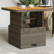 vidaXL Szürke polyrattan és akácfa kerti asztal 80 x 80 x 71 cm kerti bútor