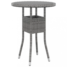 vidaXL szürke polyrattan és edzett üveg kerti asztal Ø60 x 75 cm kerti bútor