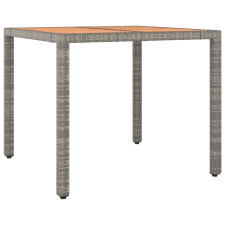 vidaXL szürke polyrattan és tömör akácfa kerti asztal fa asztallappal (319549) kerti bútor