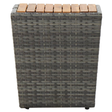 vidaXL szürke polyrattan és tömör akácfa teázóasztal 41,5x41,5x43 cm (46198) kerti bútor