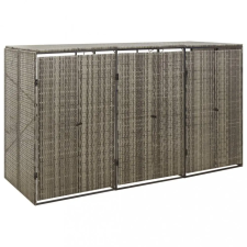 vidaXL szürke polyrattan hármas kerekeskuka tárolófészer 207x80x117 cm kerti tárolás