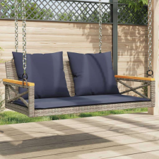 vidaXL szürke polyrattan hintapad párnákkal 109 x 62 x 40 cm kerti bútor