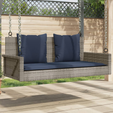 vidaXL szürke polyrattan hintapad párnákkal 119 x 56 x 48 cm kerti bútor