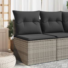 vidaXL Szürke polyrattan karfa nélküli kerti kanapé párnával kerti bútor