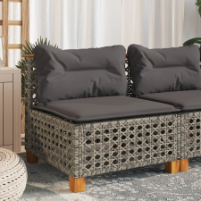vidaXL szürke polyrattan karfa nélküli kerti kanapé párnával kerti bútor