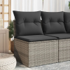 vidaXL Szürke polyrattan karfa nélküli kerti kanapé párnával