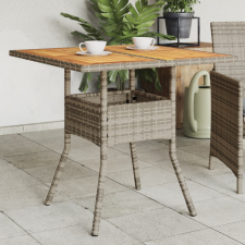 vidaXL Szürke polyrattan kerti asztal akácfa lappal 80 x 80 x 75 cm kerti bútor