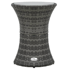 vidaXL Szürke polyrattan kerti dob alakú kisasztal kerti bútor