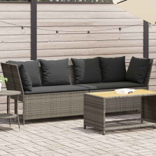vidaXL szürke polyrattan kerti kanapé párnákkal kerti bútor