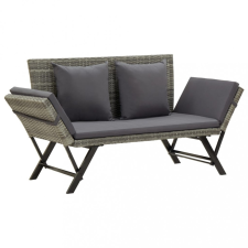 vidaXL Szürke polyrattan kerti pad párnákkal 176 cm kerti bútor