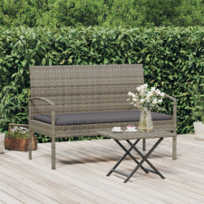 vidaXL Szürke polyrattan kerti pad párnával 105 cm (362167) kerti bútor
