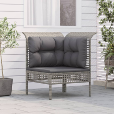 vidaXL szürke polyrattan kerti sarokkanapé párnával kerti bútor