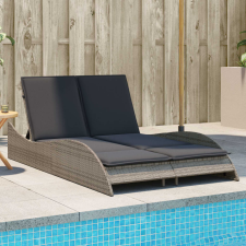vidaXL szürke polyrattan napozóágy párnákkal 114x205x73 cm kerti bútor