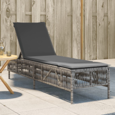 vidaXL szürke polyrattan napozóágy párnával kerti bútor