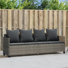 vidaXL Szürke polyrattan napozóágy párnával kerti bútor