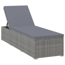 vidaXL szürke polyrattan napozóágy párnával (46220) kerti bútor