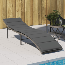 vidaXL szürke polyrattan napozóágy párnával 55x199x50 cm kerti bútor