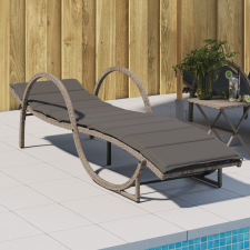 vidaXL szürke polyrattan napozóágy párnával 60x199x42 cm kerti bútor
