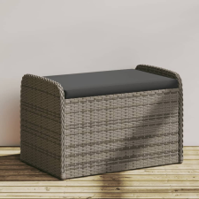 vidaXL szürke polyrattan tárolópad párnával 80 x 51 x 52 cm kerti bútor