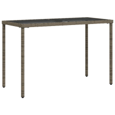 vidaXL szürke polyrattan üveglapos kerti asztal 115x54x74 cm (365073) kerti bútor