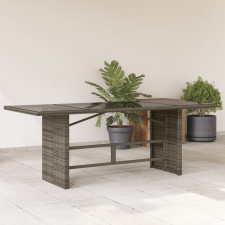 vidaXL szürke polyrattan üveglapos kerti asztal 190 x 80 x 75 cm kerti bútor