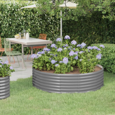vidaXL szürke porszórt acél kerti ültetőláda 140x140x36 cm bútor