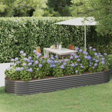 vidaXL szürke porszórt acél kerti ültetőláda 322 x 100 x 36 cm bútor
