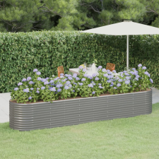 vidaXL szürke porszórt acél kerti ültetőláda 368x80x68 cm bútor