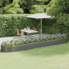 vidaXL szürke porszórt acél kerti ültetőláda 507 x 100 x 36 cm kerti dekoráció