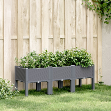 vidaXL szürke PP rácsos kerti ültetőláda 120 x 40 x 42 cm kerti tárolás