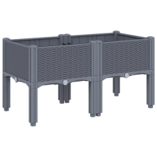 vidaXL szürke PP rácsos kerti ültetőláda 80 x 40 x 42 cm (367891) kerti tárolás