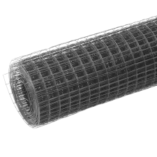 vidaXL szürke PVC-bevonatú acél csirkeháló drótkerítés 10 x 1,5 m (143649) építőanyag