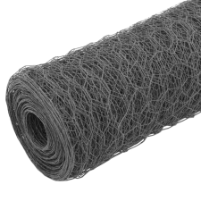 vidaXL szürke PVC-bevonatú acél csirkeháló drótkerítés 25 x 0,5 m (143272) építőanyag