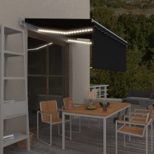 vidaXL szürke redőnyös, LED-es, szélérzékelős napellenző 3,5x2,5 m kerti bútor