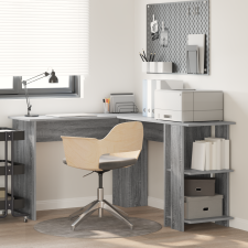 vidaXL Szürke Sarokasztal Szürke Sonoma MDF Standard Szürke Sarokasztal íróasztal