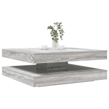 vidaXL szürke sonoma dohányzóasztal 360 fokban forgatható 90x90x34,5cm bútor
