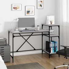 vidaXL szürke sonoma fa és vas íróasztal polcokkal 135x50x90 cm íróasztal