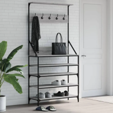 vidaXL szürke sonoma ruhafogas cipőpolccal 90 x 34 x 184 cm bútor