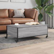 vidaXL szürke sonoma szerelt fa dohányzóasztal kerekekkel 91x55x34 cm bútor