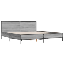 vidaXL szürke sonoma szerelt fa és fém ágykeret 200 x 200 cm ágy és ágykellék