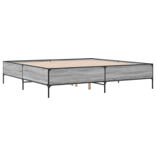 vidaXL szürke sonoma szerelt fa és fém ágykeret 200 x 200 cm (3279780) ágy és ágykellék