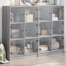 vidaXL szürke sonoma szerelt fa könyvespolc ajtókkal 136x37x109 cm bútor