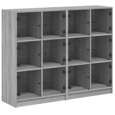 vidaXL szürke sonoma szerelt fa könyvespolc ajtókkal 136x37x109 cm (3206515) bútor