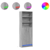 vidaXL szürke sonoma szerelt fa magasszekrény LED-ekkel 69x32,5x200 cm (3307910)