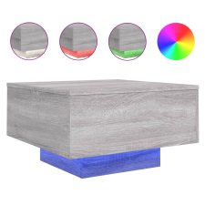 vidaXL szürke sonoma színű dohányzóasztal LED-lámpákkal 55x55x31 cm (836579) bútor