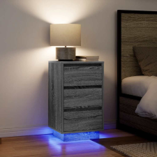 vidaXL szürke sonoma színű éjjeliszekrény LED-világítással 38x34x65 cm bútor